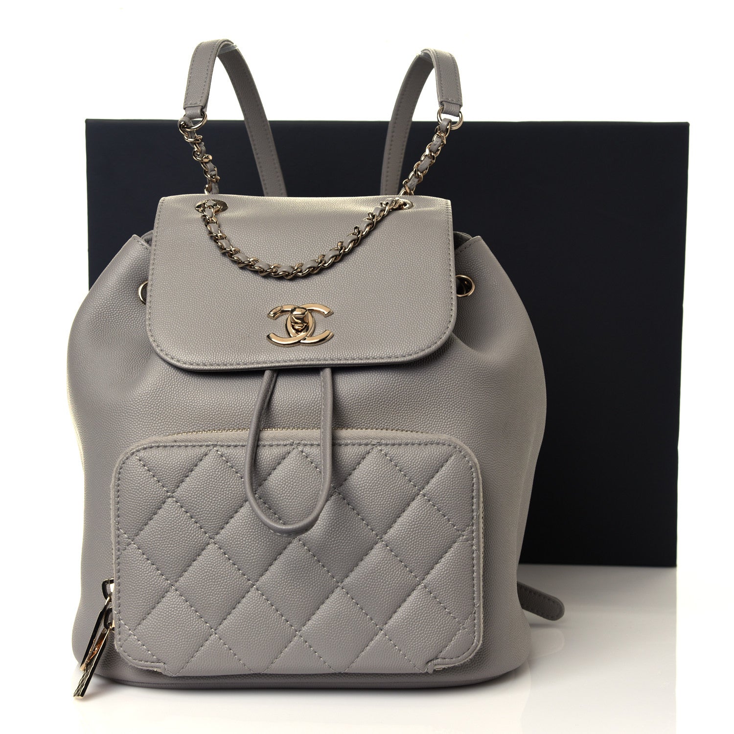 Chanel Caviar Quilted Business Affinity Backpack Grey 14 of 14
