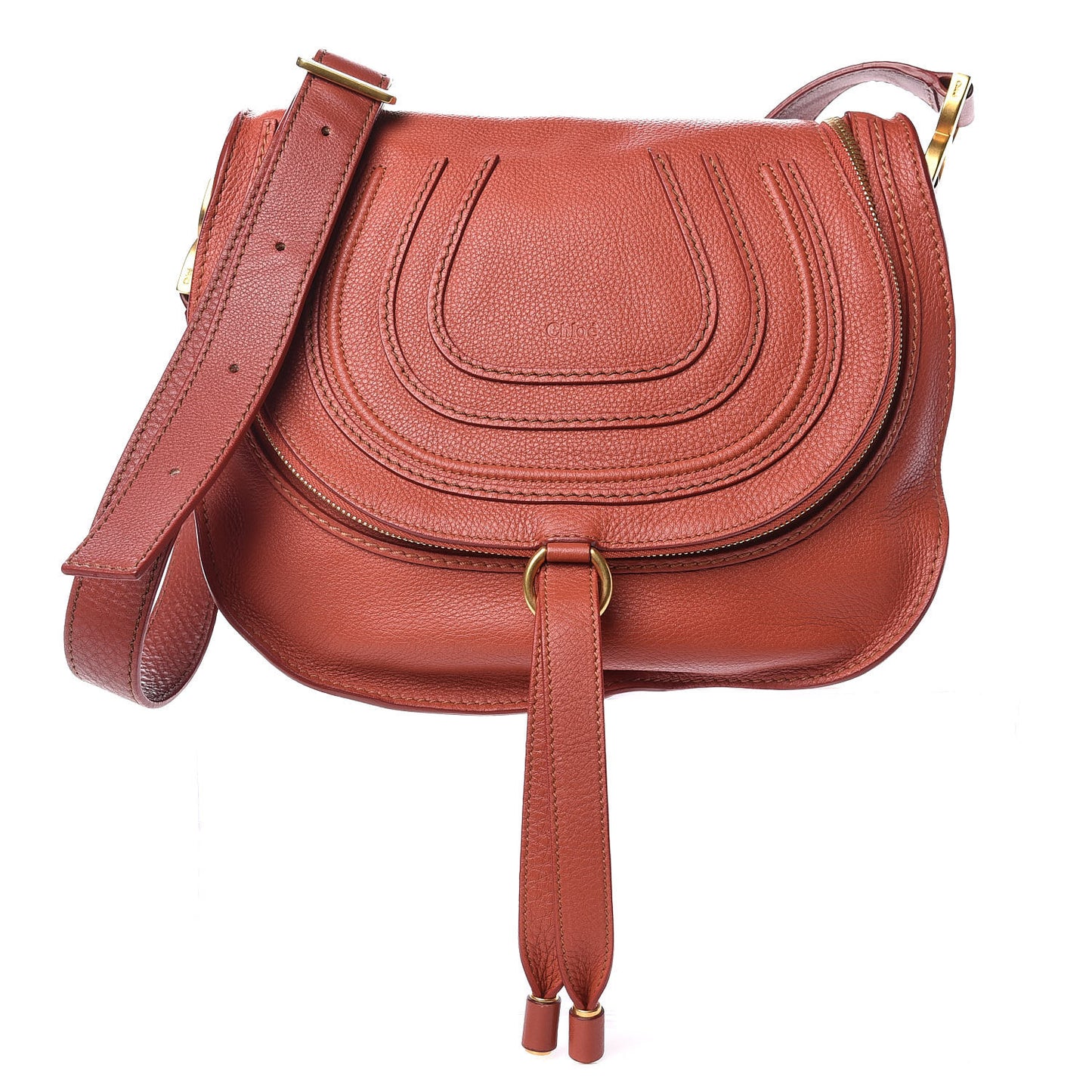 Calfskin Medium Marcie Round Zip Crossbody Bag Maple Leaf
