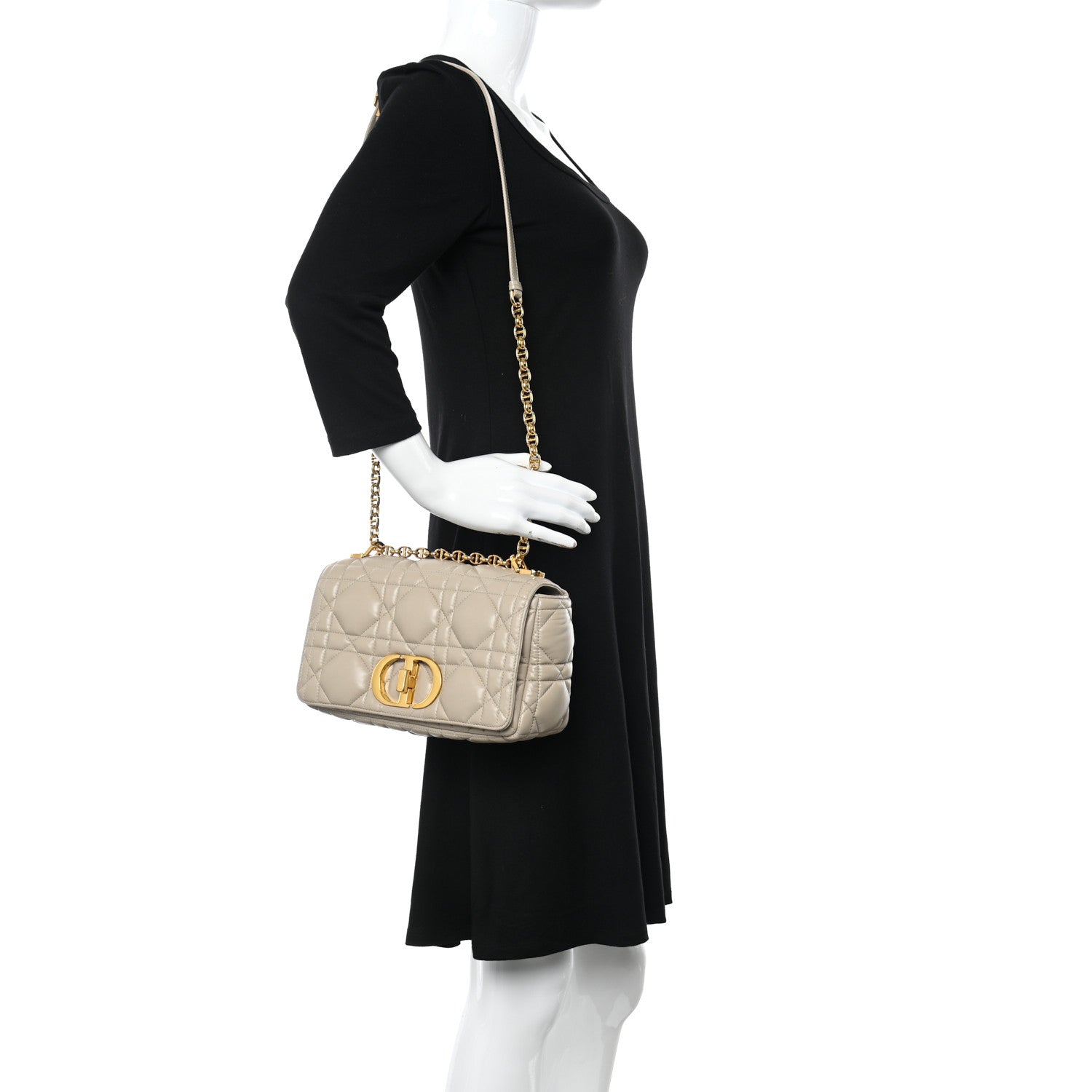 Christian Dior Calfskin Macrocannage Medium Caro Bag Sand 2 of 12
