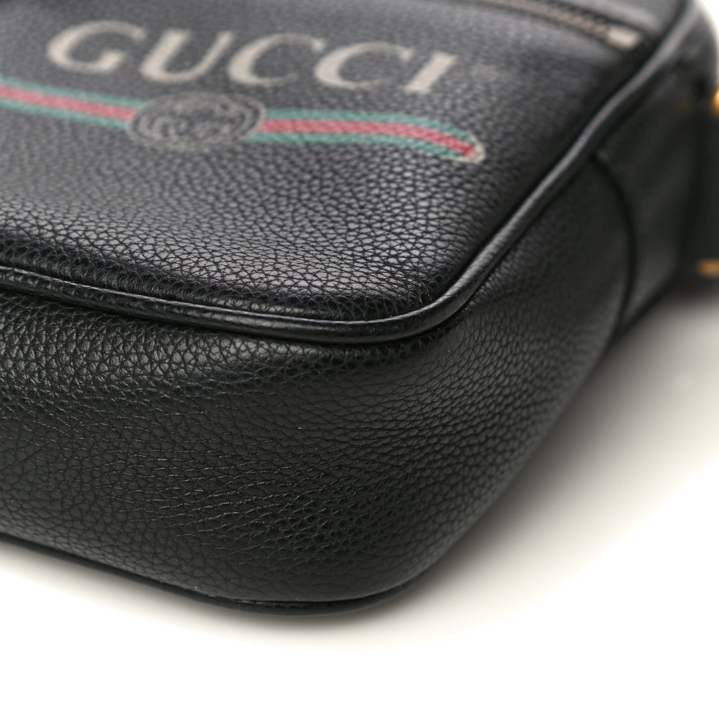Grained Calfskin Mini Logo Messenger Bag Black