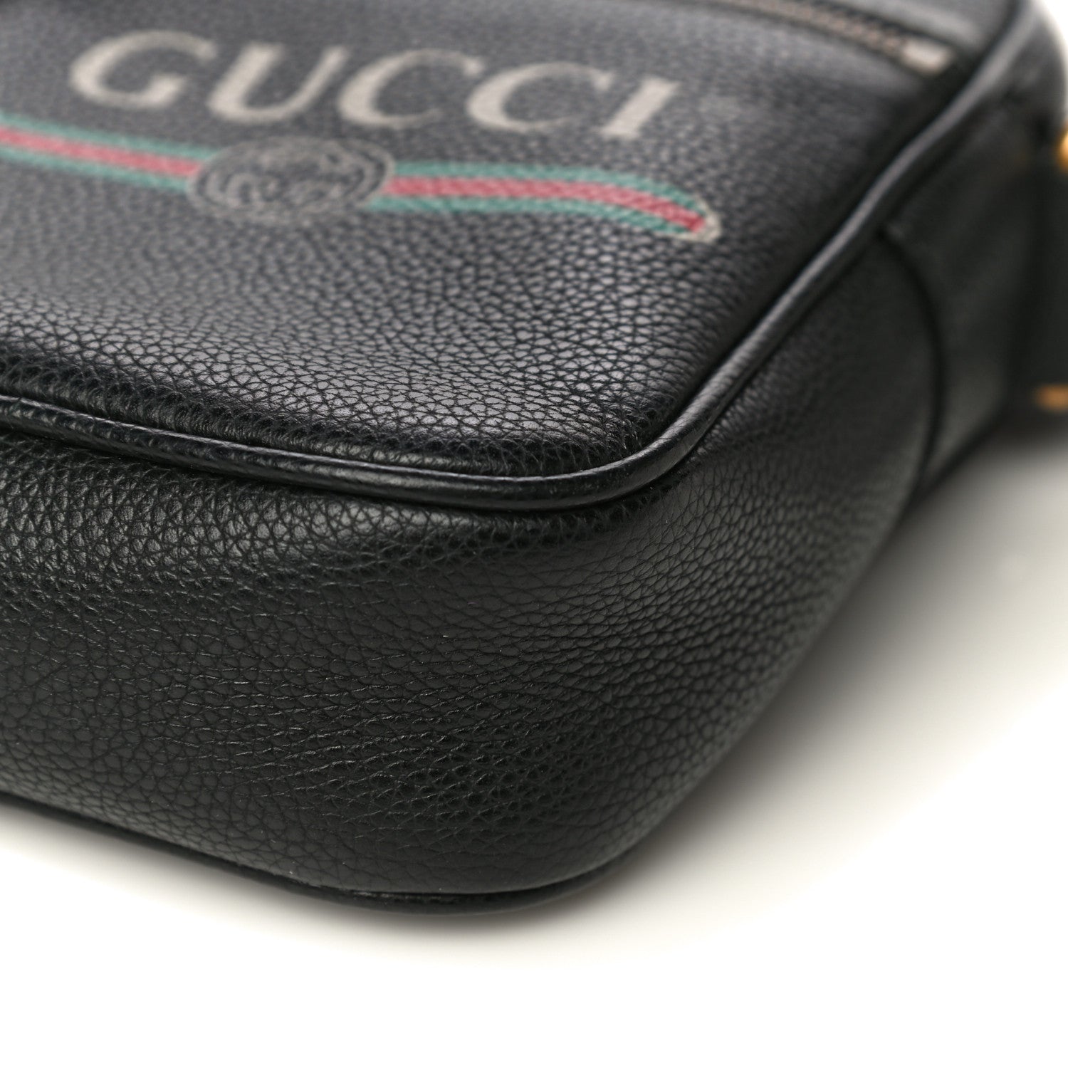 Gucci Grained Calfskin Mini Logo Messenger Bag Black 11 of 13