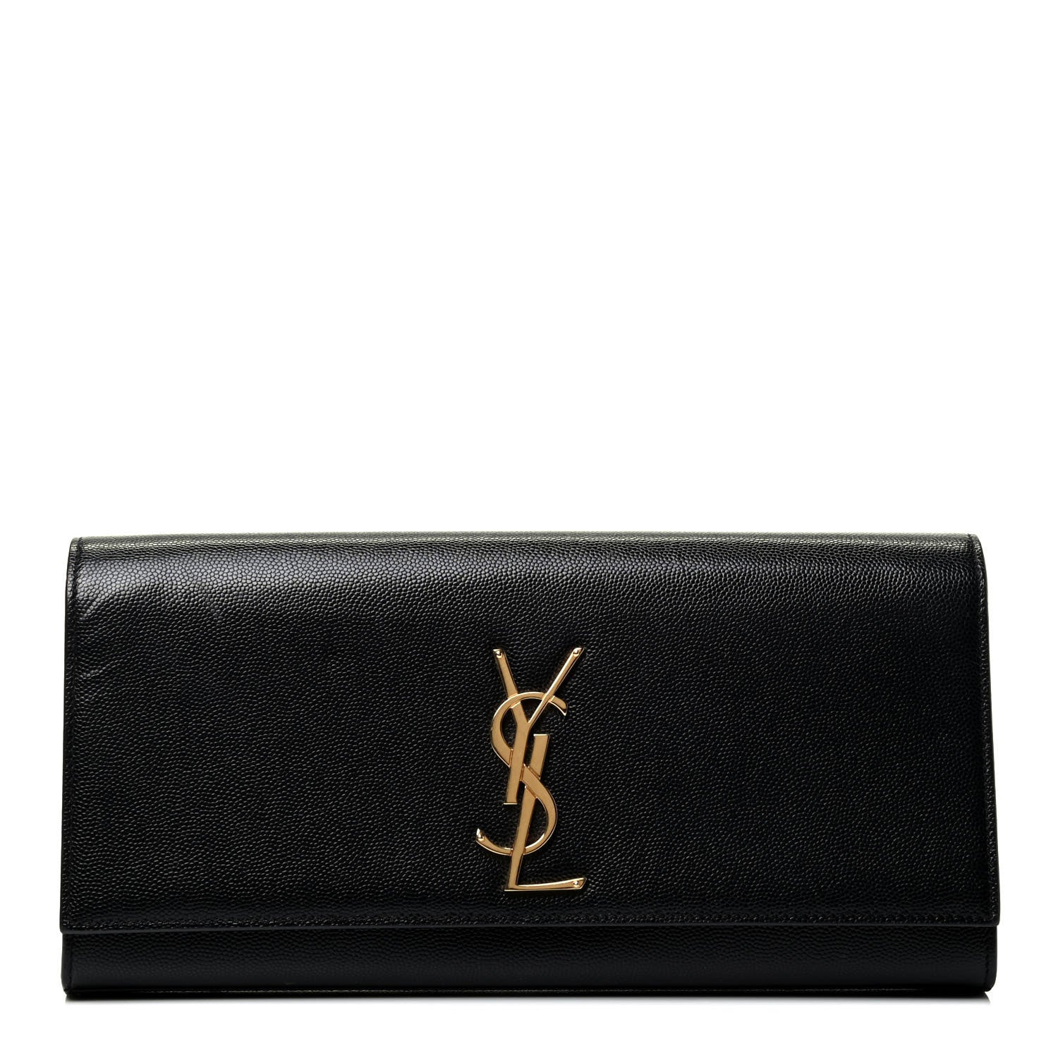Saint Laurent Patent Grain de Poudre Classic Monogram Cassandre Clutch Black 2 of 8