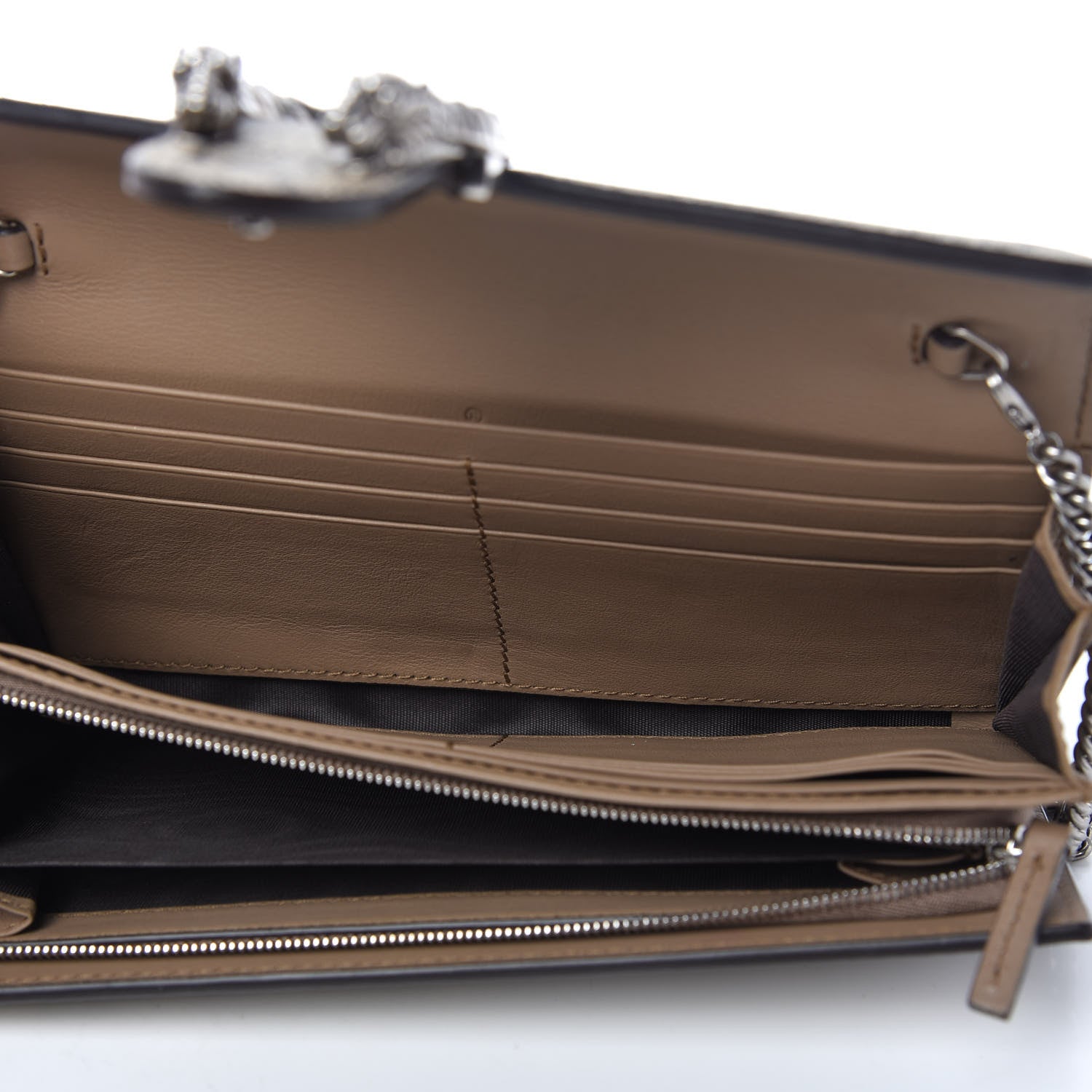 Gucci GG Supreme Monogram Dionysus Chain Clutch Wallet Beige Taupe 5 of 9