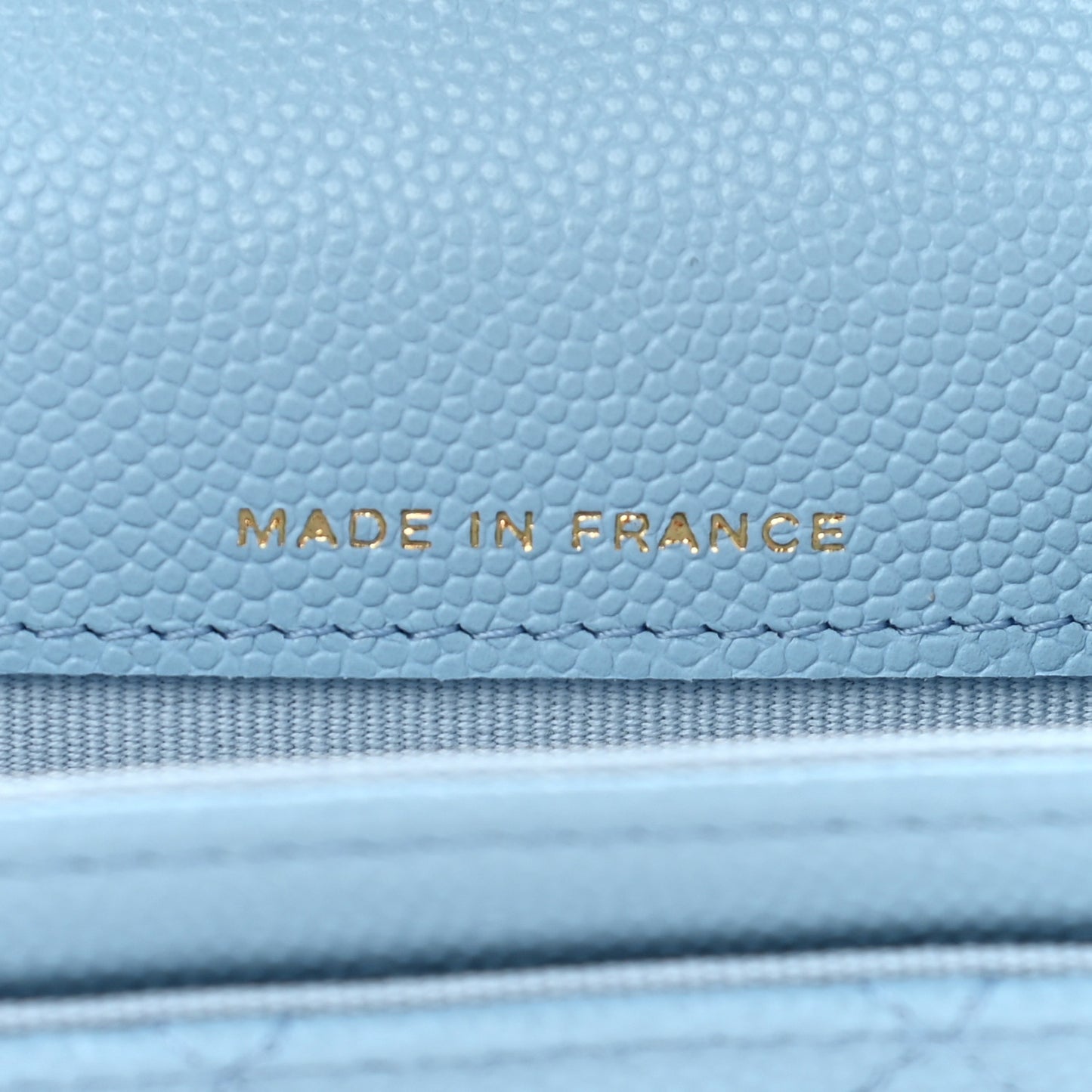 Caviar Quilted Flap Card Holder Wallet Light Blue