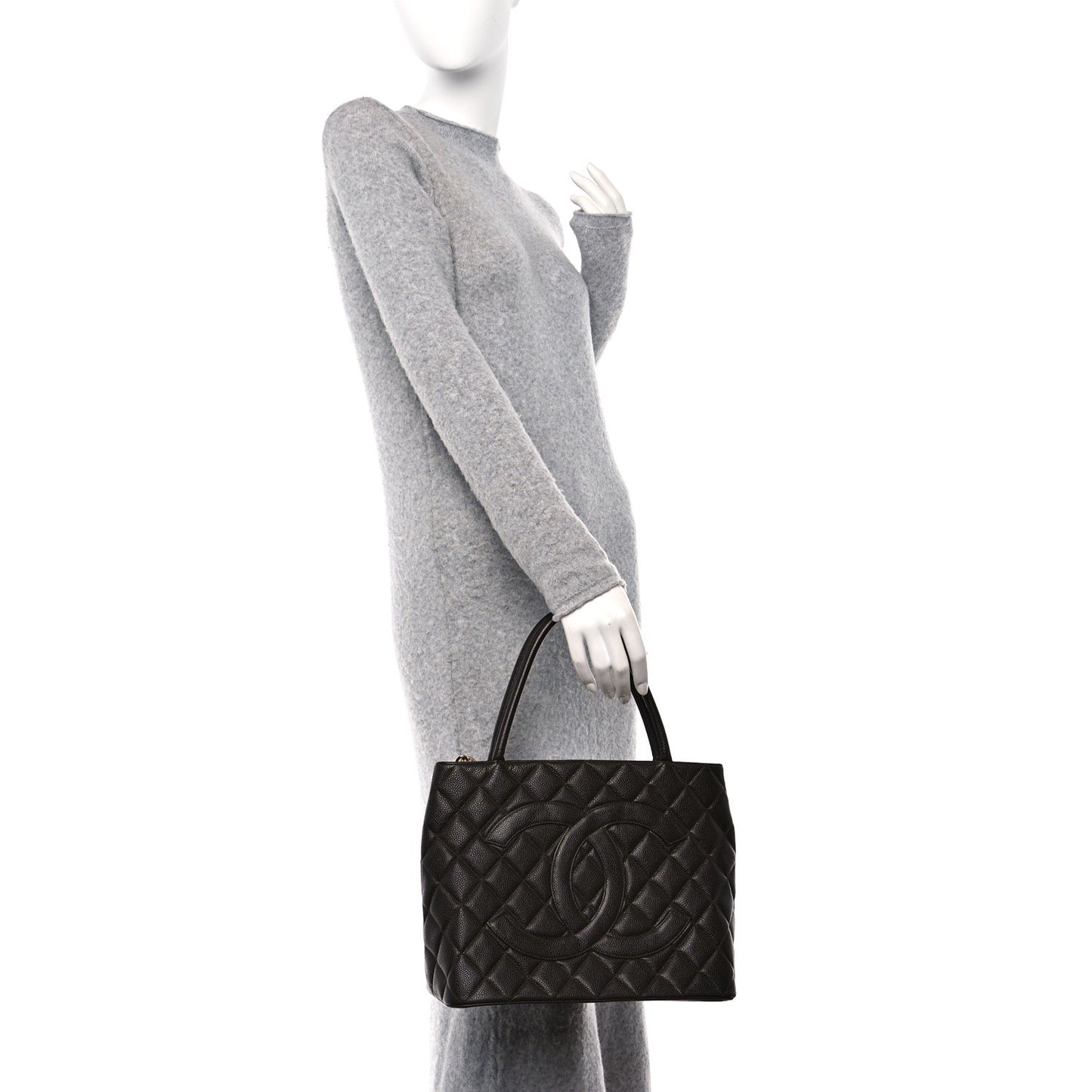 Caviar Quilted Medallion Tote Dark Brown