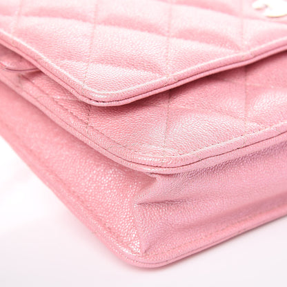Chanel Iridescent Caviar Quilted Wallet on Chain WOC Rose Pink 9 of 12