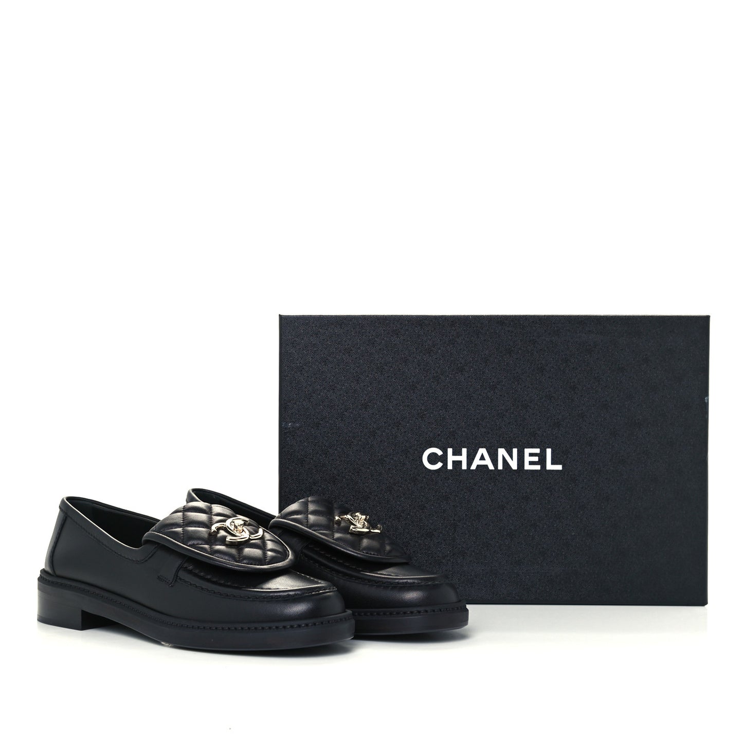 Lambskin Quilted CC Turnlock Loafers 37 Black