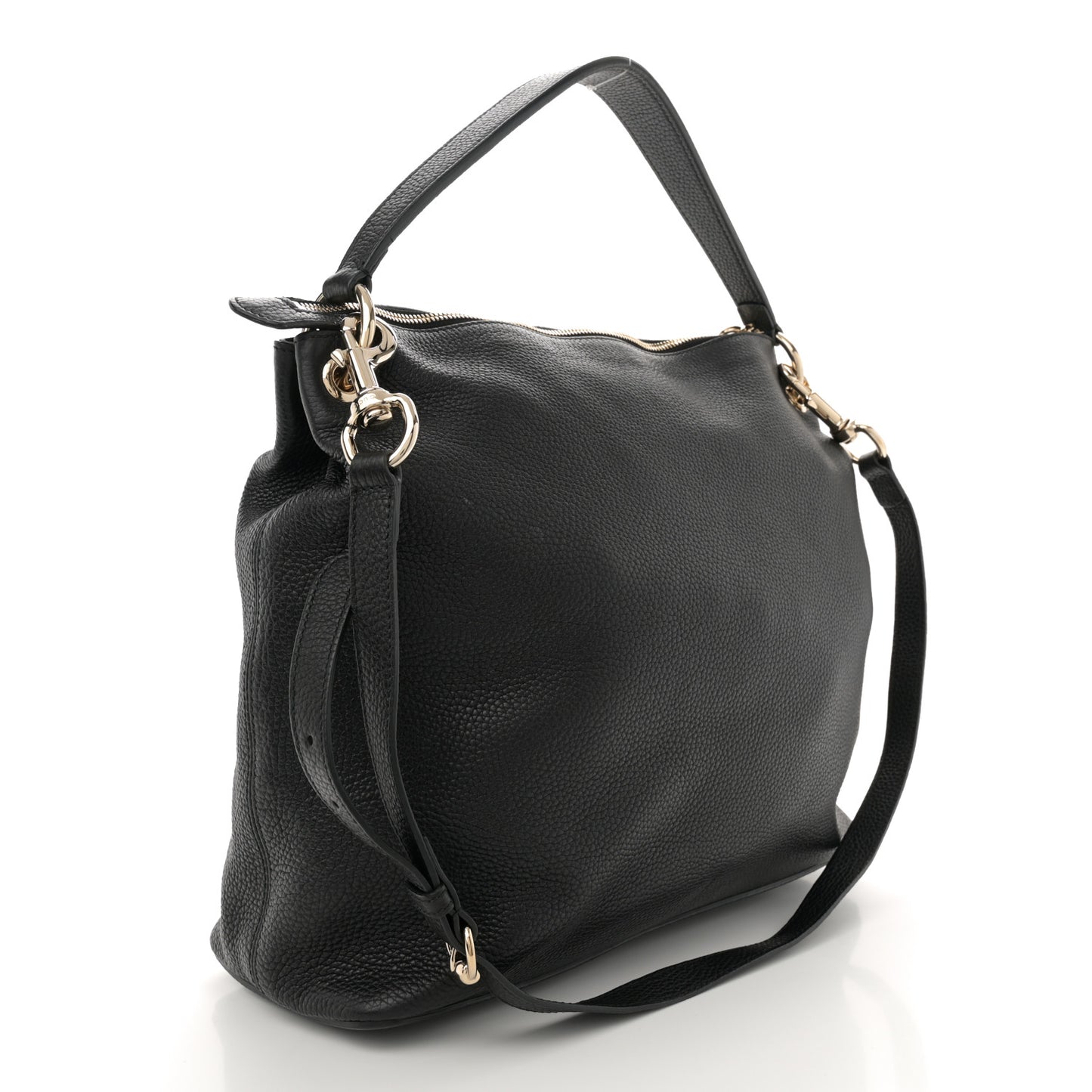 Pebbled Calfskin Large Soho Hobo Black