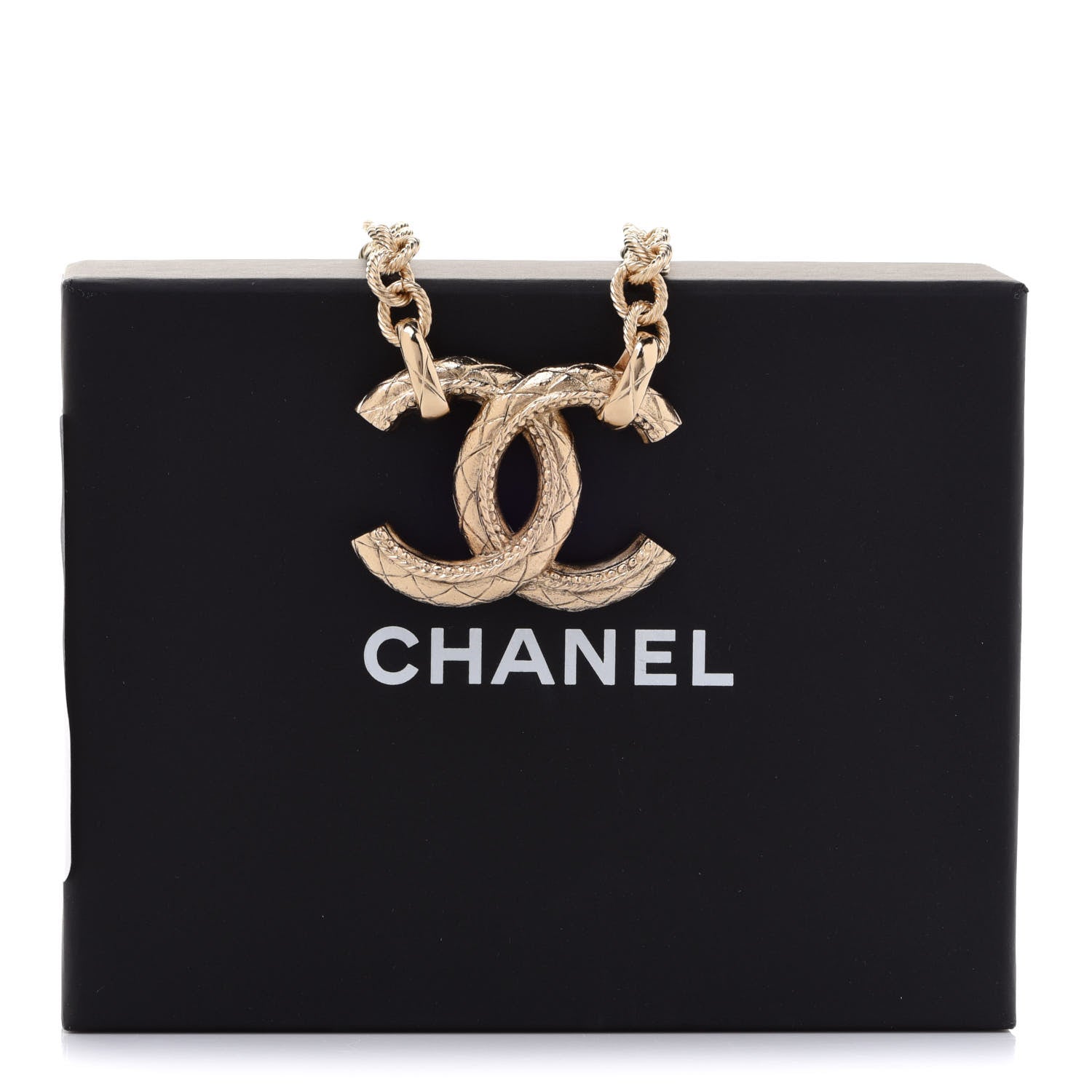 Chanel Metal Quilted CC Necklace Gold 6 of 6
