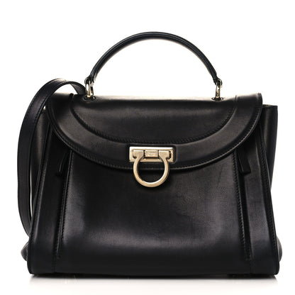 Salvatore Ferragamo Calfskin Sofia Rainbow Top Handle Bag Black 1 of 9