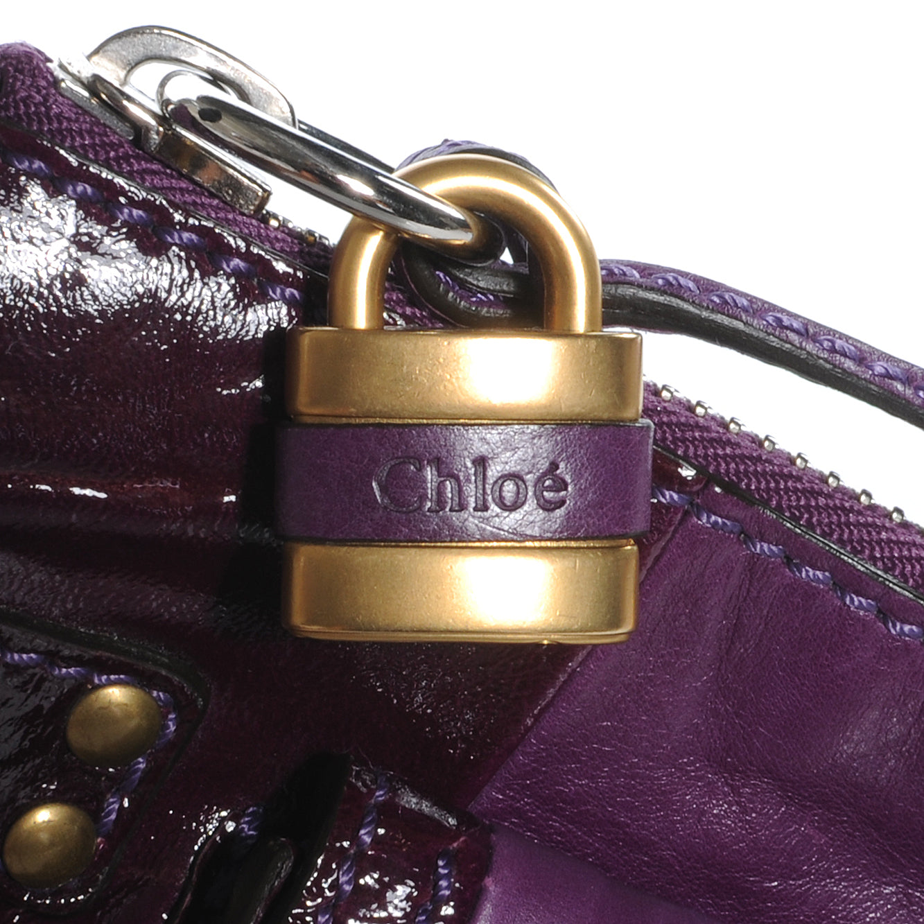 Patent Leather Paddington Pochette Bag Dark Purple