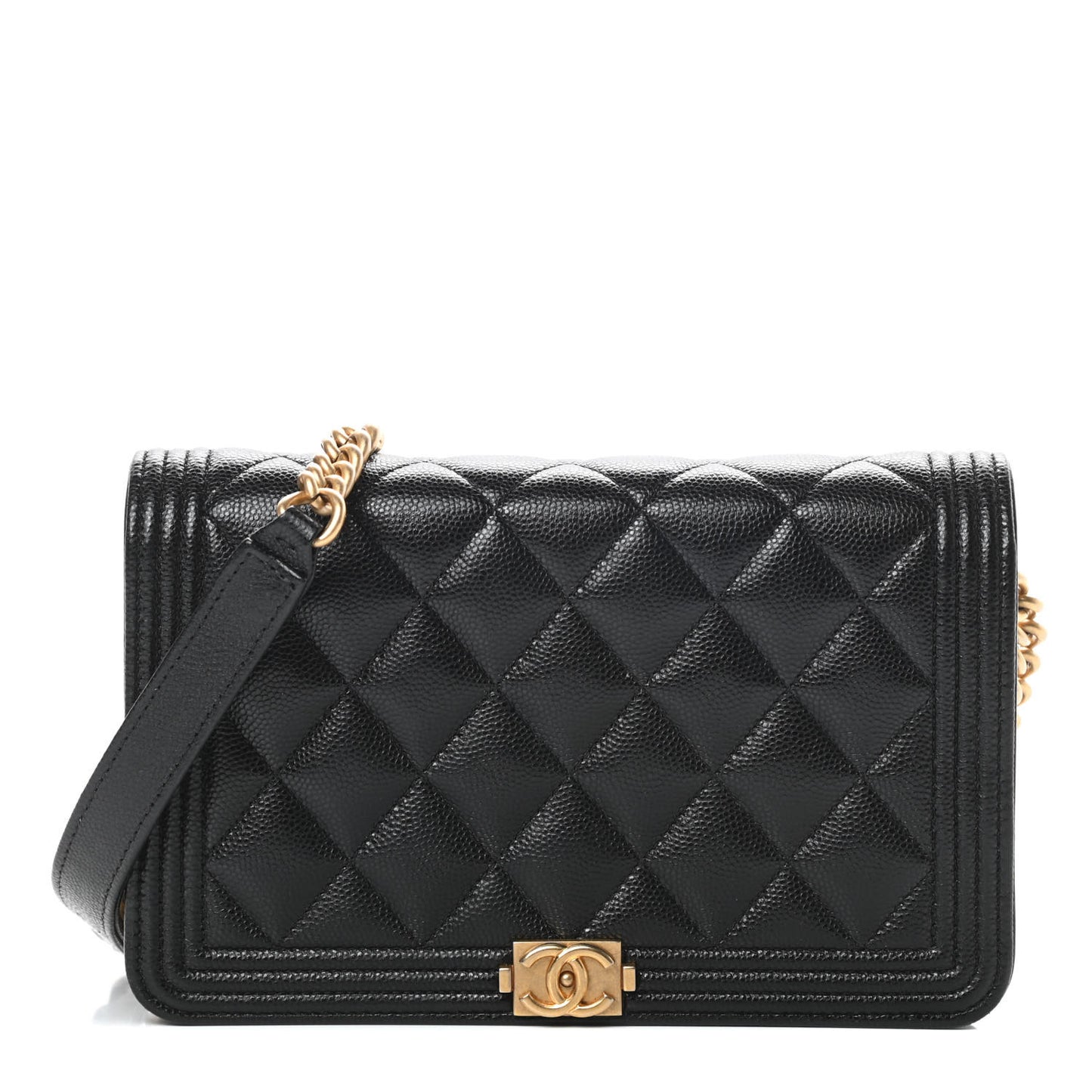 Caviar Quilted Boy Wallet On Chain WOC Black
