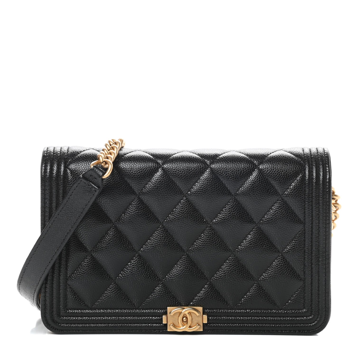 Chanel Caviar Quilted Boy Wallet On Chain WOC Black 1 of 13
