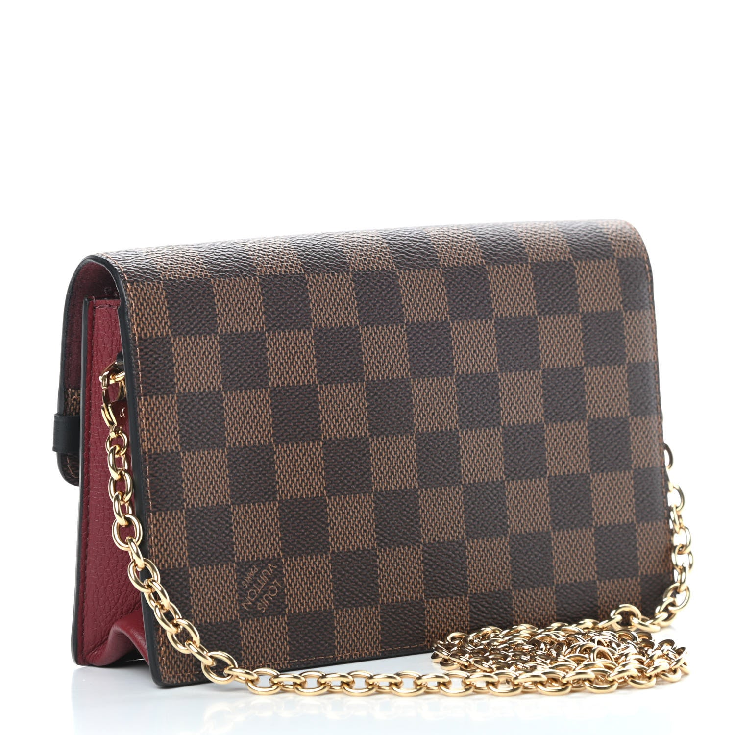 Louis Vuitton Damier Ebene Vavin Chain Wallet Red 3 of 11