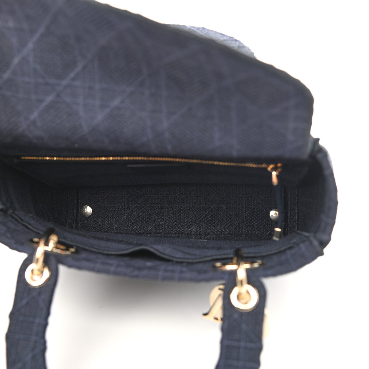 Christian Dior Canvas Embroidered Cannage Medium Lady D-Lite Navy 5 of 11