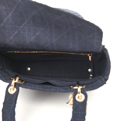 Christian Dior Canvas Embroidered Cannage Medium Lady D-Lite Navy 5 of 11
