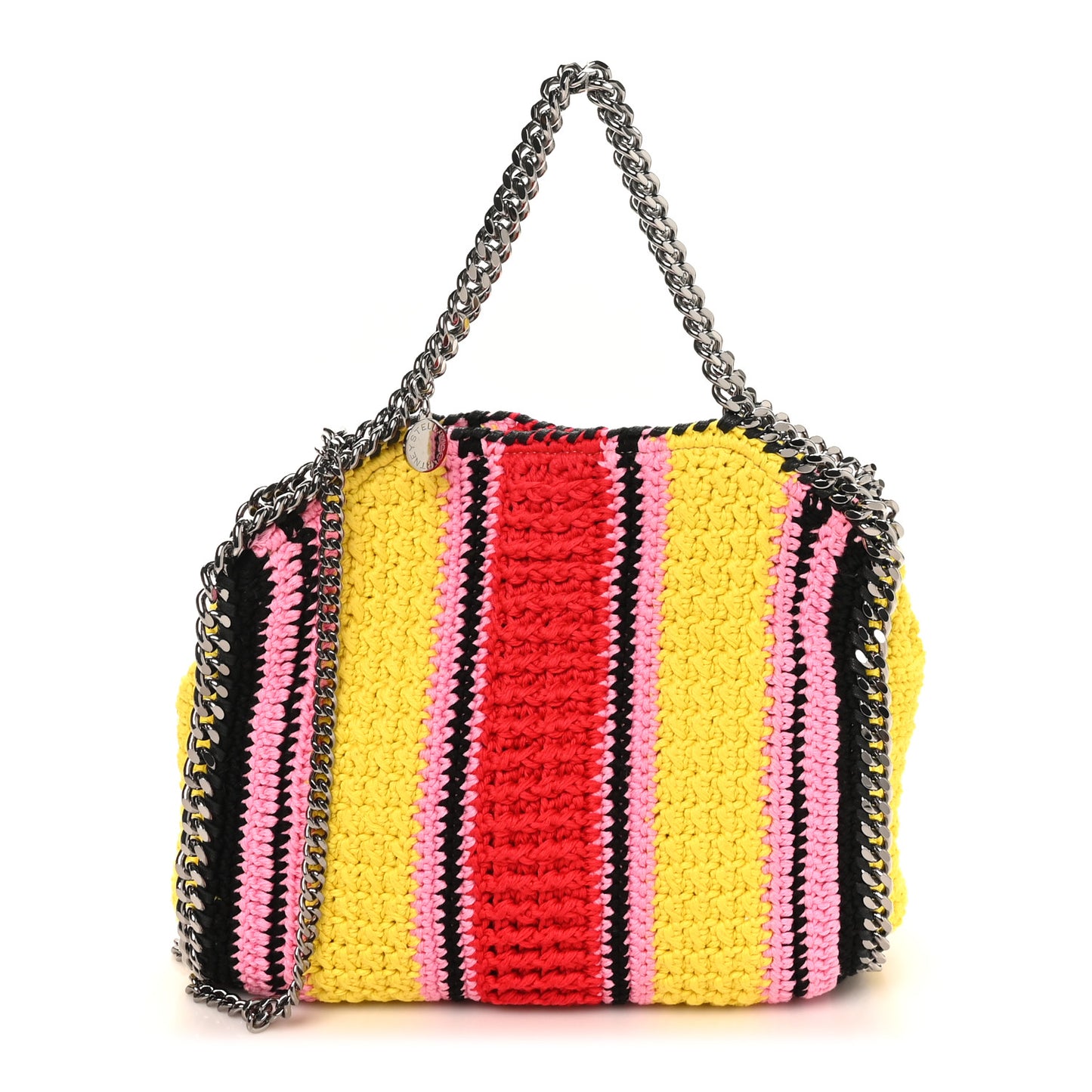 Cotton Crochet Striped Mini Falabella Tote Pink Multicolor