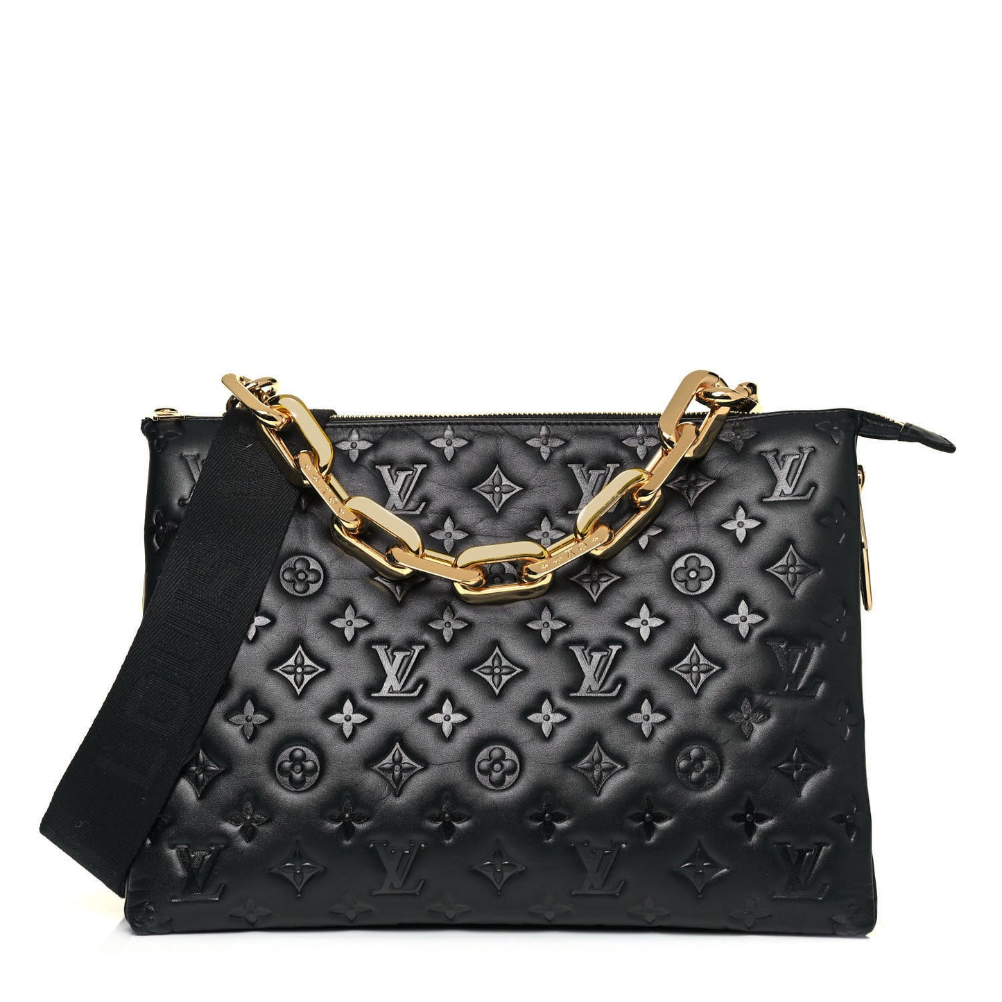 Lambskin Embossed Monogram Coussin MM Black