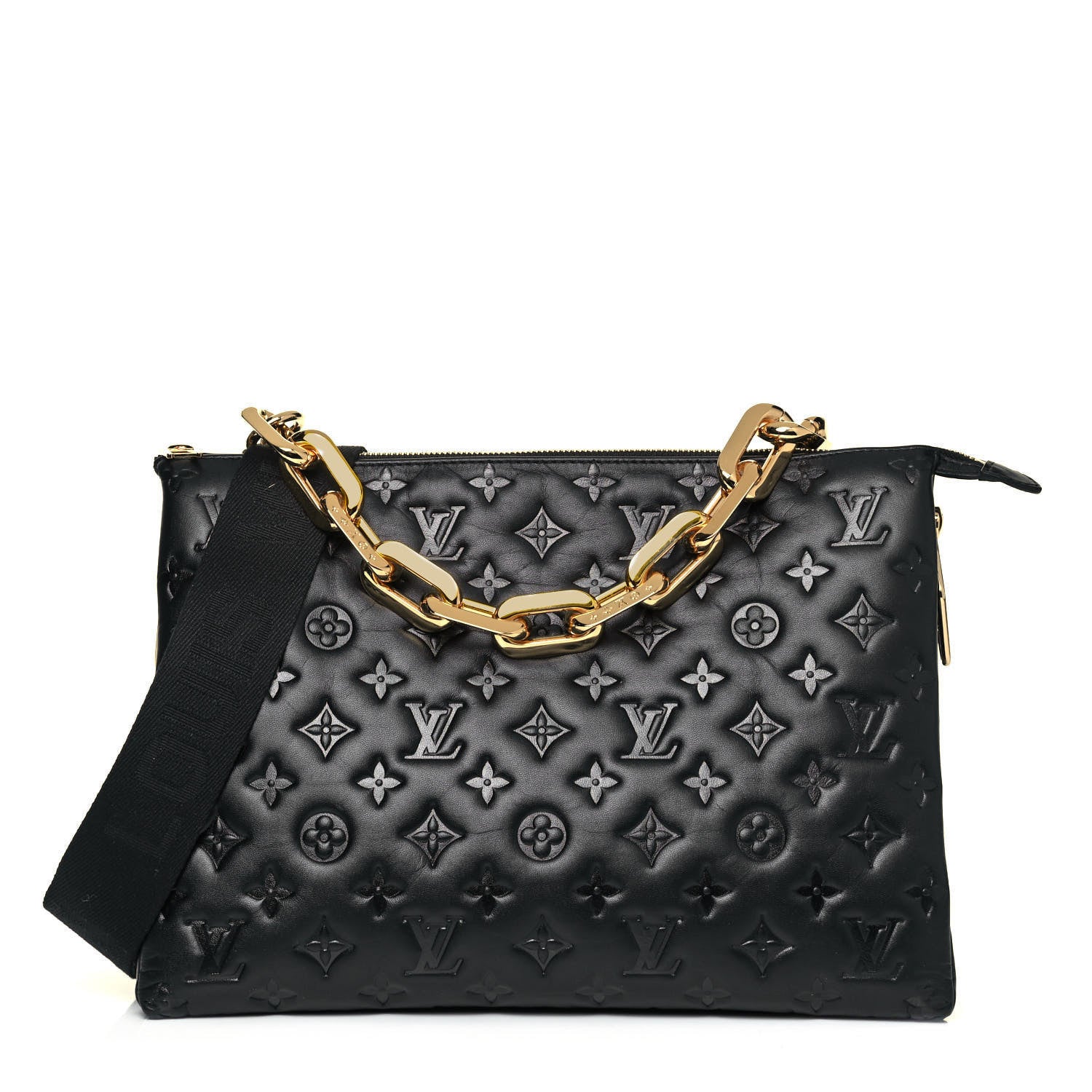 Louis Vuitton Lambskin Embossed Monogram Coussin MM Black 1 of 8