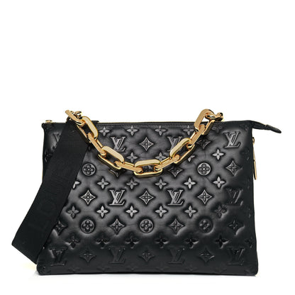 Louis Vuitton Lambskin Embossed Monogram Coussin MM Black 1 of 8