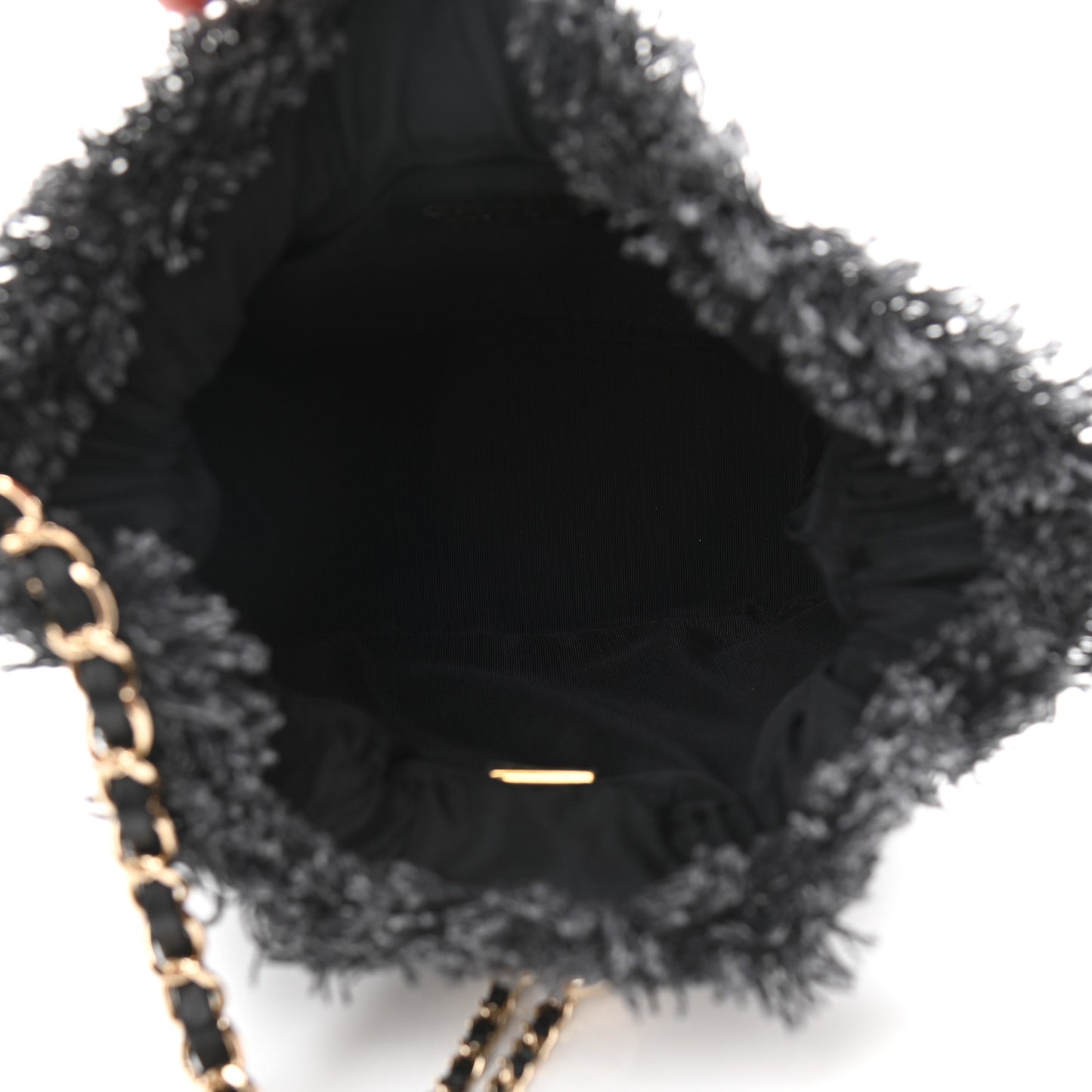 Denim Quilted Mood Small Bucket With Chain Black Multicolor