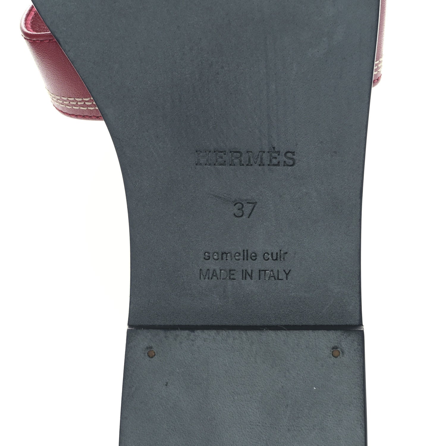 Hermes Calfskin Embroidered Oran Sandals 37 Rouge Feu 6 of 8