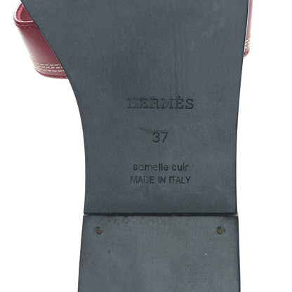 Hermes Calfskin Embroidered Oran Sandals 37 Rouge Feu 6 of 8