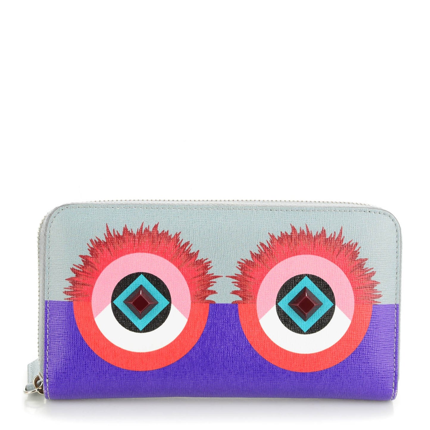 Vitello Elite Studded Hypnoteyes Zip Around Wallet Polvere Multicolor