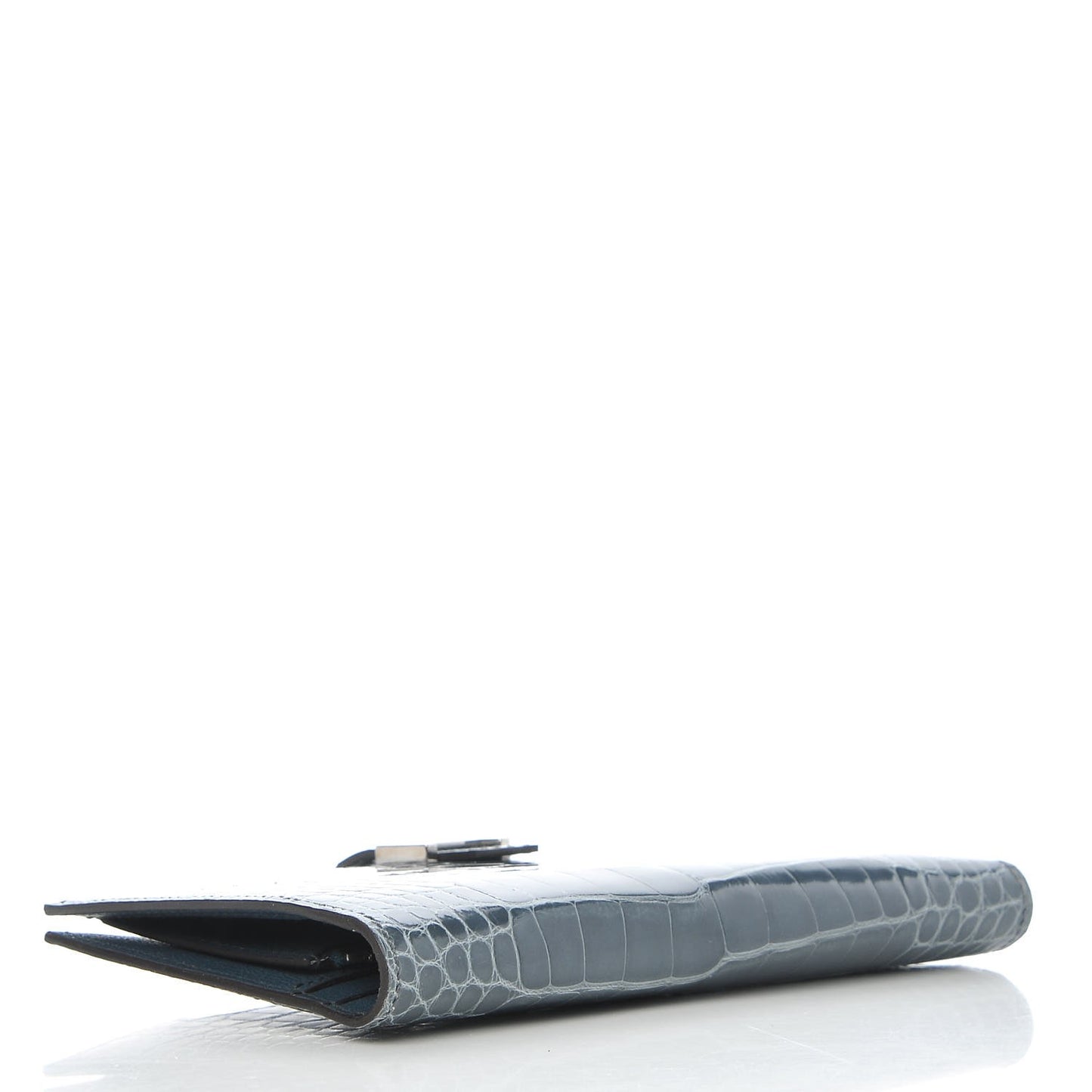 Shiny Alligator Bearn Wallet Bleu Tempete