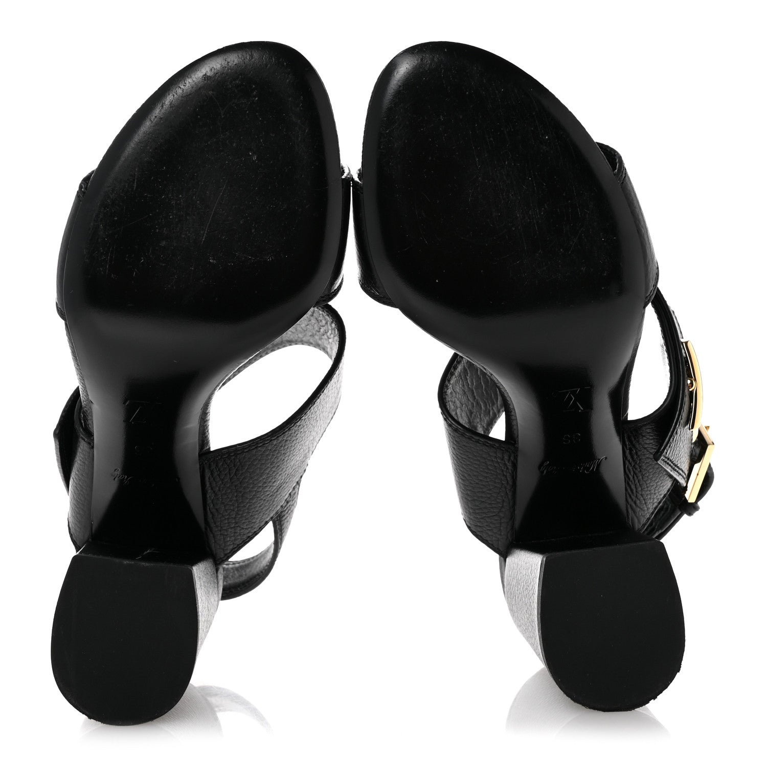 Louis Vuitton Grained Calfskin Horizon Sandals 36 Black 6 of 12