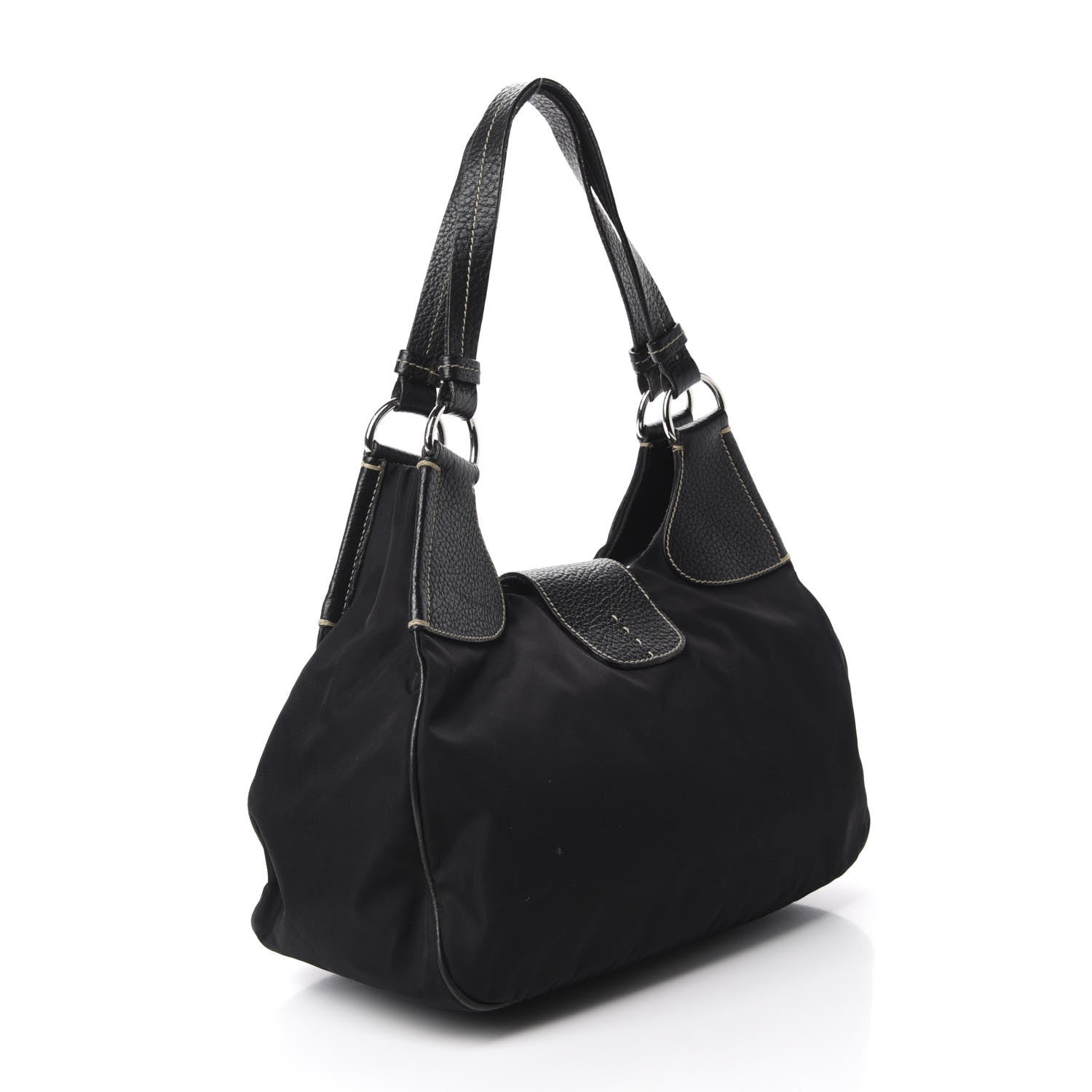 Prada Tessuto Nylon Vitello Daino Hobo Black 3 of 15