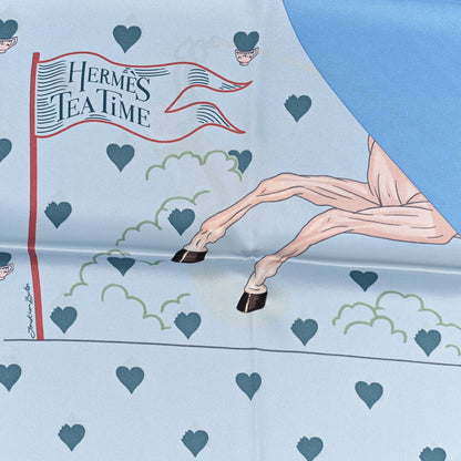 Hermes Silk Tea Time Scarf 70 Bleu Ciel Bleu Azur 2 of 4