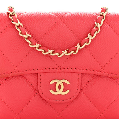 Chanel Caviar Quilted Flap Card Holder On Chain Dark Pink 8 of 10