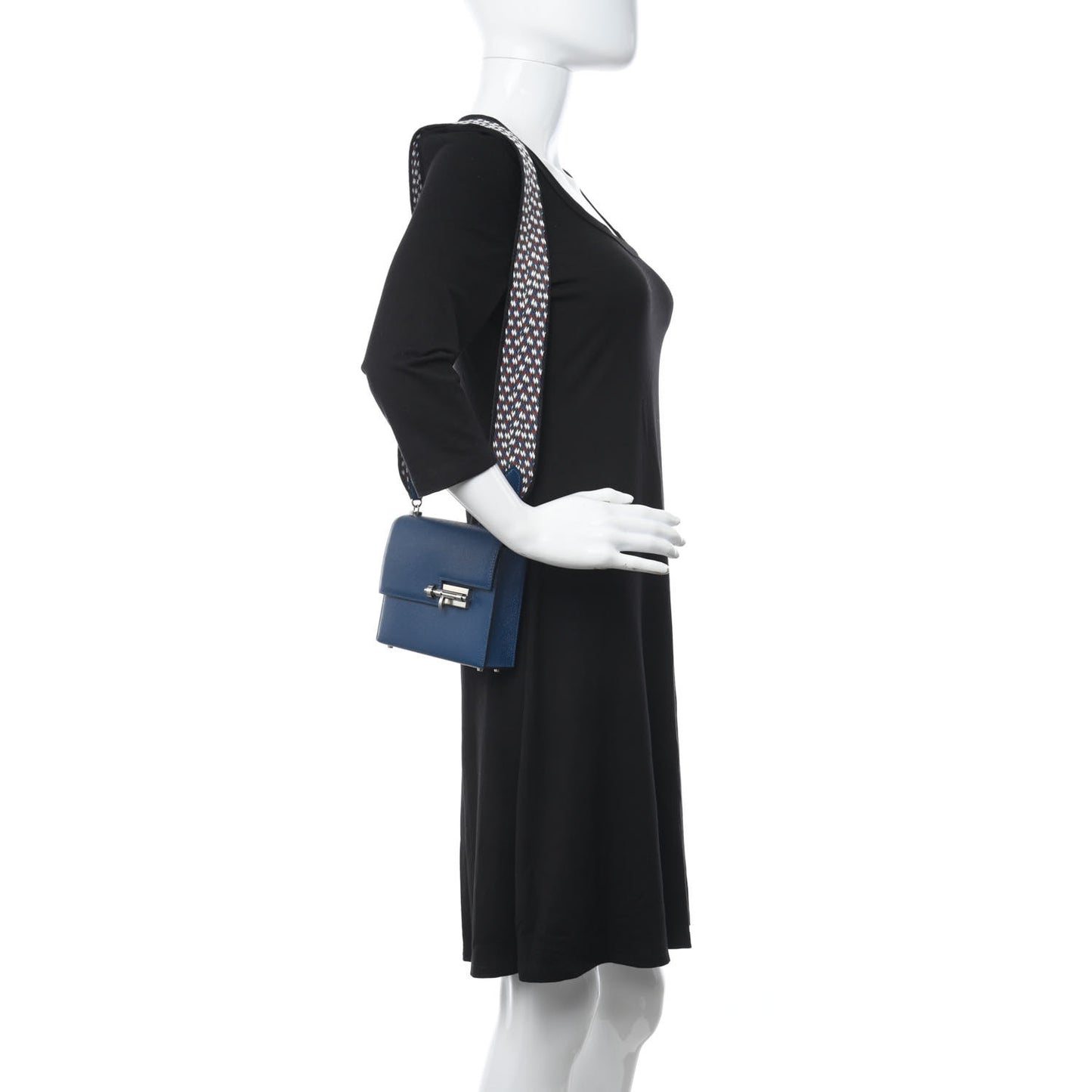 Chevre Mysore Mini Verrou Large Strap Bag Deep Blue