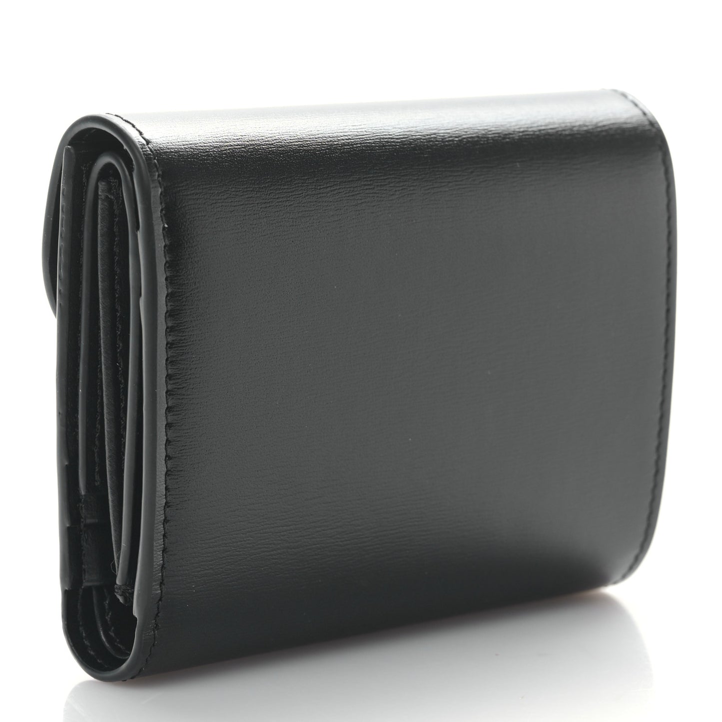 Shiny Calfskin Small Triomphe Wallet Black