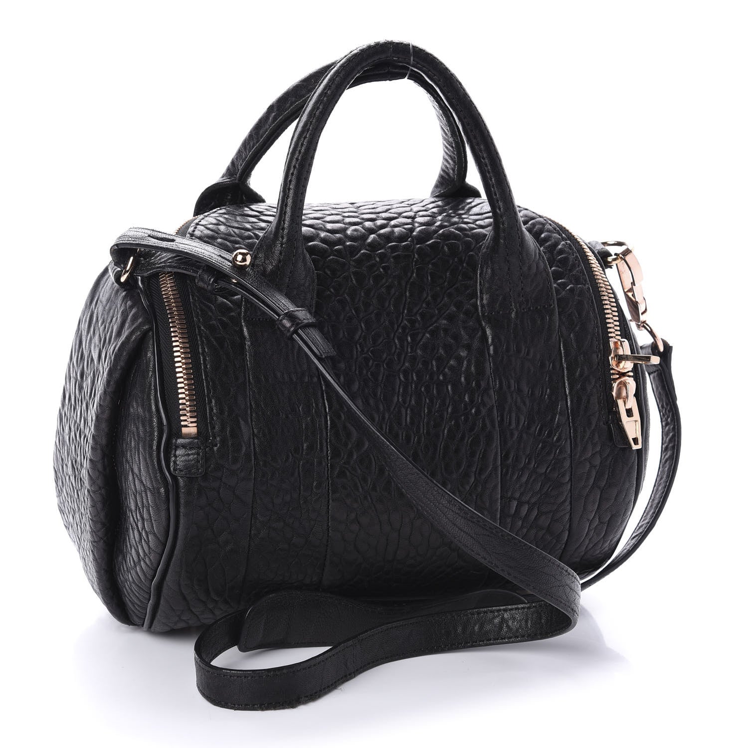 Alexander Wang Pebbled Lambskin Rockie Black Rose Gold Hardware 3 of 9