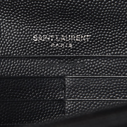 Saint Laurent Grain De Poudre Matelasse Chevron Monogram Flap Wallet Black 6 of 13
