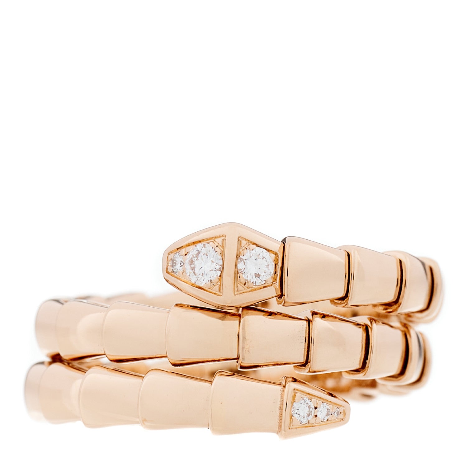 Bulgari 18K Rose Gold Diamond Serpenti Viper Wrap Ring L 1 of 5