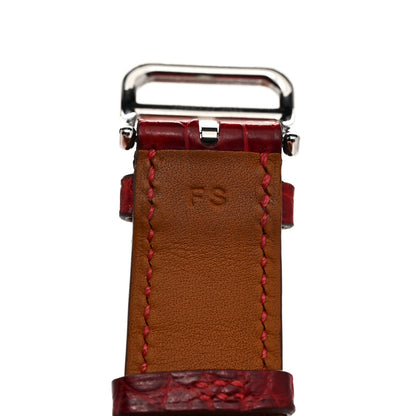 Hermes Alligator Heure H Hour Watch 30mm Strap Framboise 5 of 6