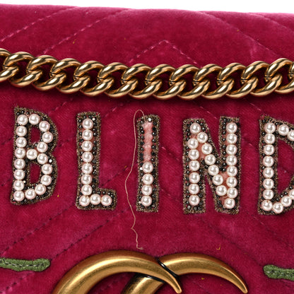 Gucci Velvet Matelasse Blind for Love Embroidered Medium GG Marmont Shoulder Bag Light Raspberry Rose Multicolor 12 of 16