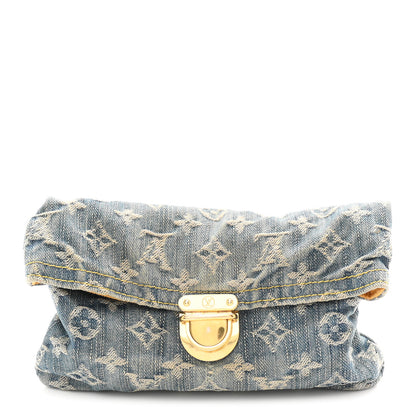 Louis Vuitton Monogram Denim Pochette Plat Clutch Blue 1 of 7