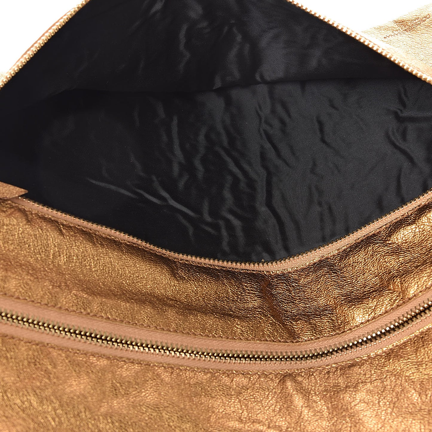 Metallic Calfskin Flap Clutch Gold