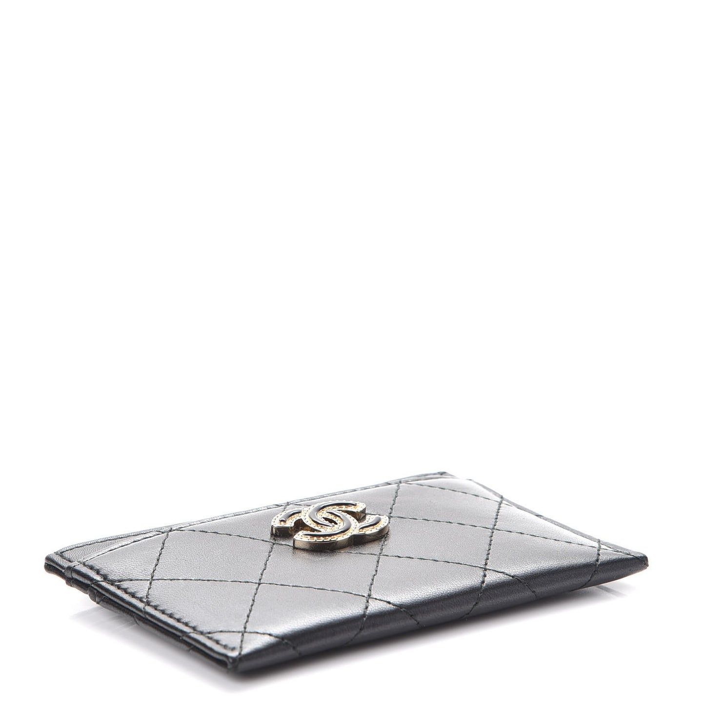 Lambskin Quilted CC Card Holder Black