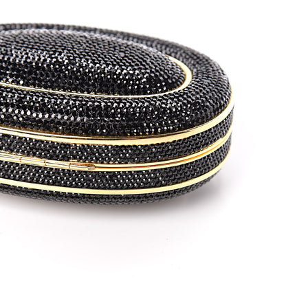 Judith Leiber Swarovski Crystal Minaudiere Clutch Black Gold 6 of 14