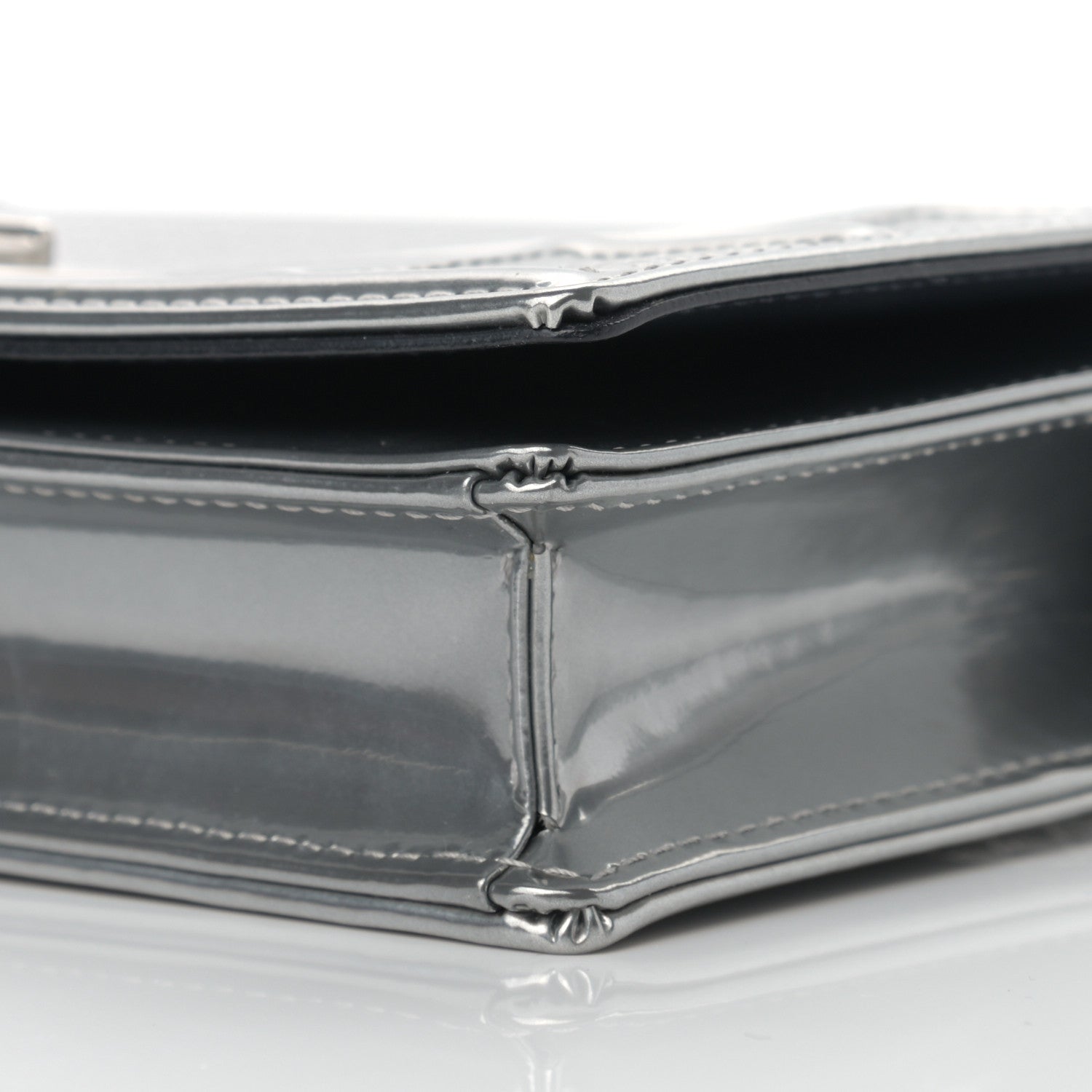 Christian Dior Metallic Micro-Cannage Diorama Wallet on Chain Pouch Argent 9 of 11