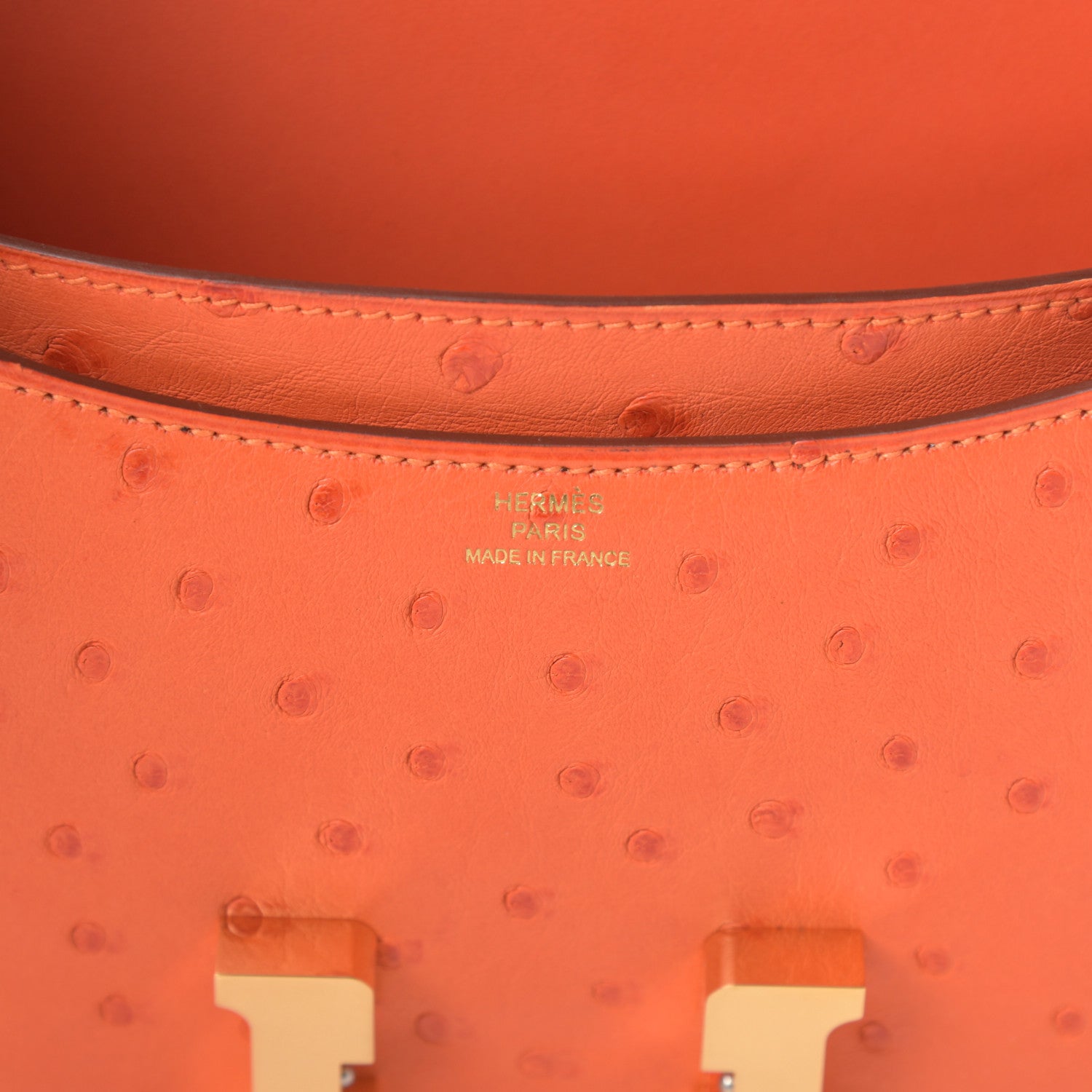 Hermes Ostrich Constance 18 Tangerine 6 of 11
