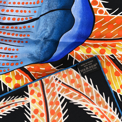 Hermes Silk Baobab Cat Scarf 90 Black Jaune Bleu 3 of 3