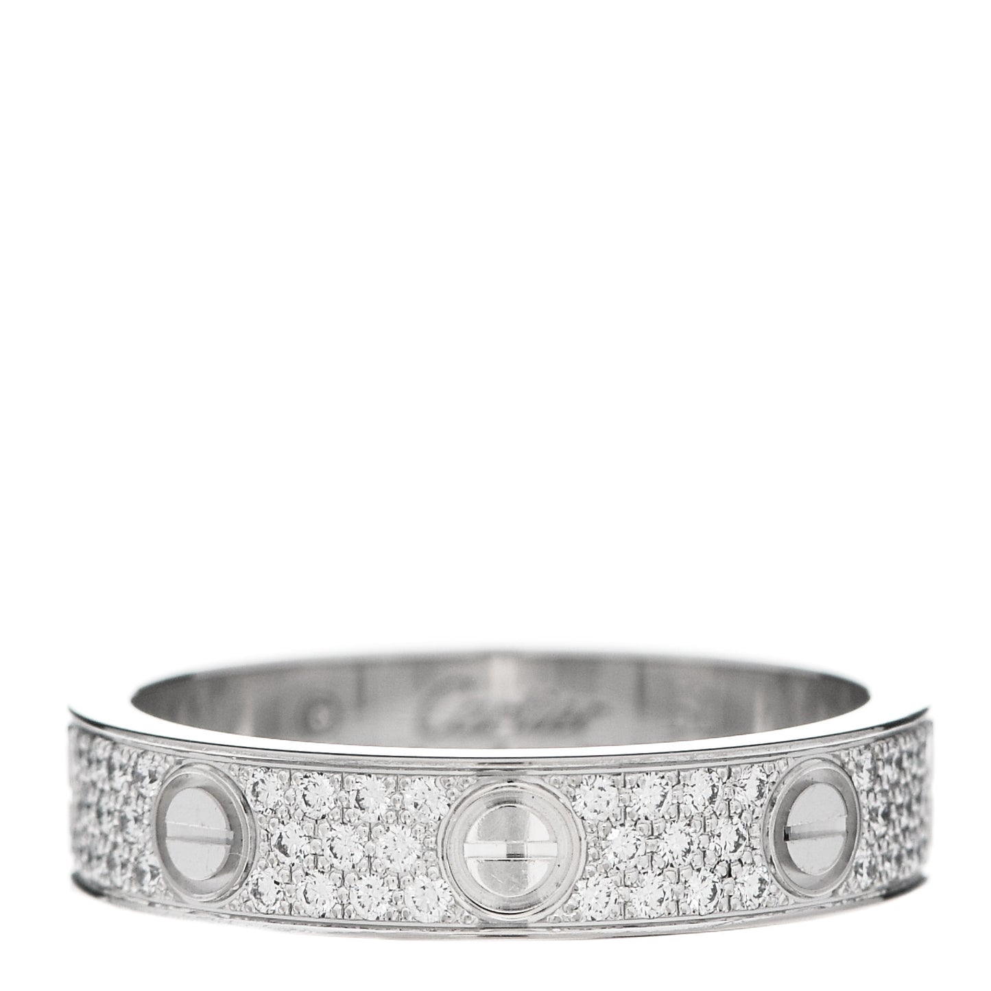 18K White Gold Diamond 4mm LOVE Wedding Paved Band Ring 50 5.25