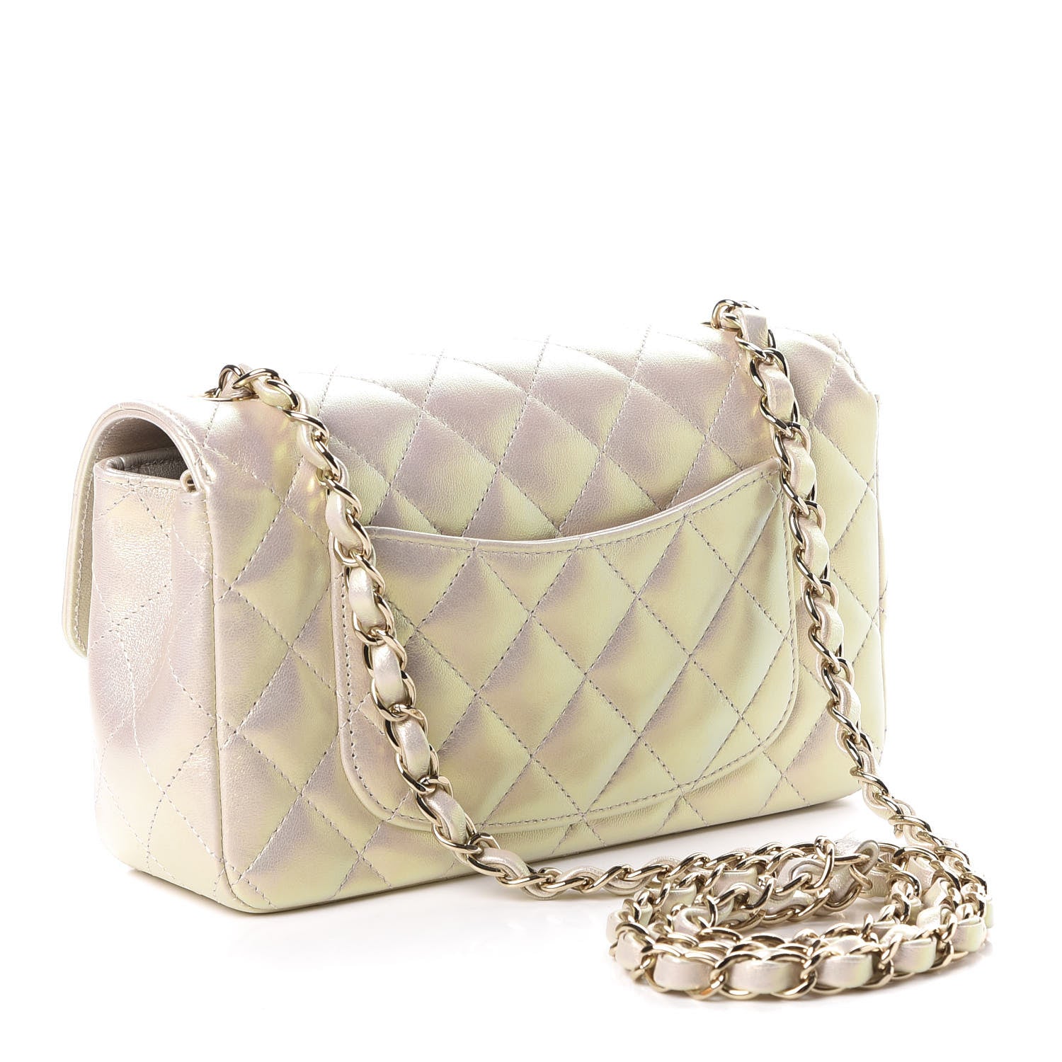 Chanel Iridescent Lambskin Quilted Mini Rectangular Flap Ivory 3 of 11
