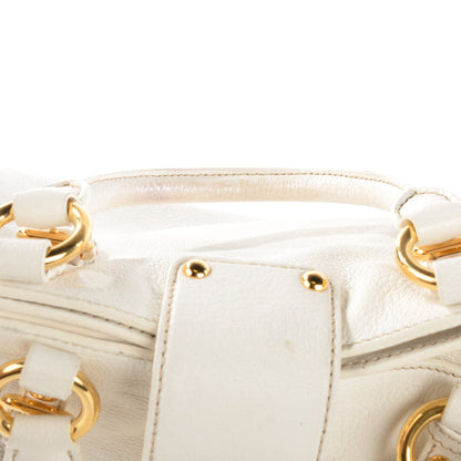 Miu Miu Goatskin Madras Top Handle Tote Bianco 3 of 22